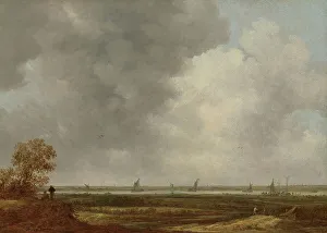 Panoramic View Of A River Drucke: Panoramic View of a River with Low-lying Meadows, in or after 1644. Creator: Jan van Goyen