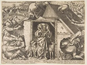 Drucke von Die Legende vom Guten Hirten, 1565 Pieter Bruegel Der Ältere Drucke: Die Legende vom guten Hirten, 1565. Schöpfer: Philipp Gallé