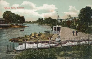 Transportation History UK Drucke: Parkers Ferry, Surbiton, c1907