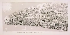 Monochromes Kunstwerk Drucke: Überginge Ereignisse oder der Schwanz des Kometas von 1853. Künstler: George Cruikshank