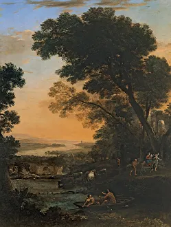 Baroque Landscape Art Drucke: Pastoral Landscape with the Flight into Egypt, 1663. Creator: Claude Lorrain