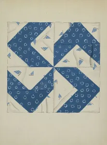 Watercolour Gouache On Paper Art Drucke: Patchwork Pattern, c. 1936. Creator: Evelyn Bailey