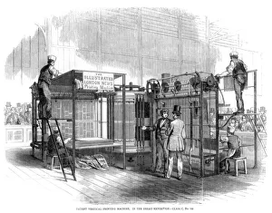 Great Exhibition 1851 Drucke: Patent vertical printing machine, Great Exhibition, London, 1851