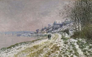 Monet Winter Landscape Drucke: The Path Toward Epinay, Snow Effect, 1875. Artist: Monet, Claude (1840-1926)