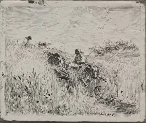 Charles Francois Daubigny Paintings Drucke: Path Through the Grain Field, original impression 1862, printed in 1921