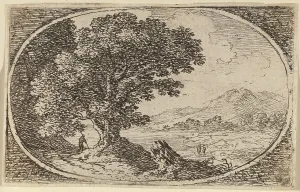Dutch Heritage Art Gallery Drucke: Path to Left of a Large Tree and a Stump. Creator: Herman van Swanevelt