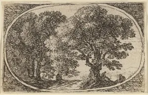Monochrome Landscape Painting Drucke: Path between Trees. Creator: Herman van Swanevelt