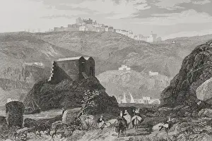 Black And White Landscape Drucke: Patmos, 1840. Creator: Aubert
