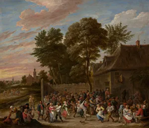 Heritage Oil On Canvas Paintings Drucke: Peasants Dancing and Feasting, ca. 1660. Creator: David Teniers II