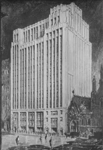 Old New York Street Scene Drucke: Perspective of principal facade