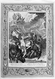 Jupiter schlug Phaeton mit seinem Donnerkeil zu Boden, 1733. Künstler: Bernard Picart