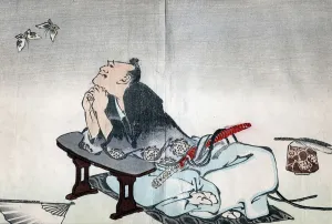 Colorful Butterfly Pictures Drucke: A philosopher watching a pair of butterflies, 1814-1819. Artist: Hokusai