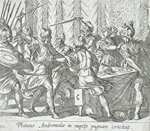 Ancient Greek Mythology Prints Drucke: Phineus Attacking Perseus at the Wedding