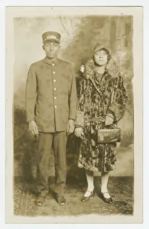 African American Heritage Drucke: Photographic postcard of Pullman Porter, Omer Ester and his wife Jean, ca. 1930s