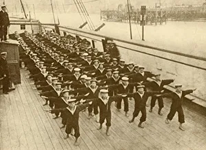 Ward Lock And Co Publications Drucke: Physical Drill on the Arethusa. c1930. Creator: Unknown