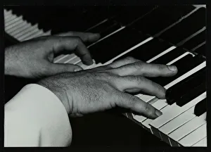 British Jazz Musician Drucke: Pianist Brian Dees hands at work, Lansdowne Studios, Holland Park, London, 1989