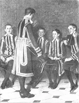 Drucke von Bilder aus der Royal Academy: Kinder des Kapitels (Kapitelschule, St. James's Palace) - W. F. Yeames, R.A. 1898. Aus Illustrated London News , 1898 Y Drucke: Bilder aus der Royal Academy: Kinder des Kapells