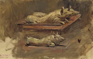 Heritage Animal Art Drucke: Pigs. Study for During Fasting Time, 1884. Creator: Carl Gustaf Hellqvist