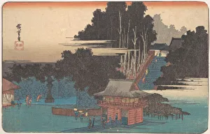 Drucke von Wanderbischof am Fudō-Schrein in Meguro von 1833 bis 1843 Ando Hiroshige Drucke: Wanderberechtigte am Fudō-Schrein in Meguro