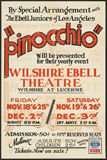 Ein Pinocchio, [193-]. Von besonderer Vereinbarung mit den Ebell-Junioren von Los Angeles - Pinocchio - Wird für ihren jährlichen Event vorgestellt - Wilshire Ebell Theatre...Tickets sind jetzt erhältlich!