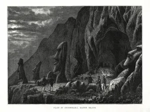 Easter Island Statues Drucke: Plain of Ronororaka, Easter Island, 1877