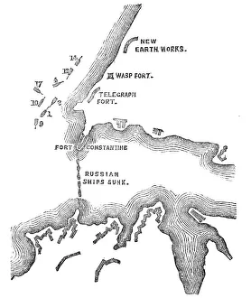 Crimean War Map Drucke: Plan of the Attack at 5.30pm, when these were almost exclusively the Ships engaged with