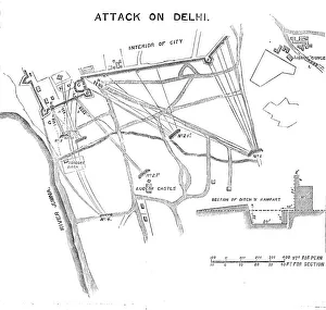 Plan des Angriffs auf Delhi, 1857. Ersteller: Unbekannt.