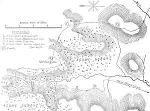 British Military Strategy Drucke: Plan of the ground where Cetewayo was captured, c1880