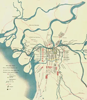 Drucke von Plan der Osakas ersten oder Winterkampagne von 1614 und 1903 Die Belagerung von Osaka war eine Reihe von Schlachten des Tokugawa-Shogunats gegen die Toyotomi-Schlecht Karte Drucke: Pläne der Osakas Ersten oder Winterschlacht von 1614 und 1903. Schöpfer unbekannt