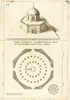 Bau und Darstellung des Tempels Salomos, 1619. Schöpfer: Jacques Callot