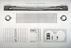 Entwurf und Abschnitte des Themas-Tunnels in London aus dem Jahr 1835. Künstler: E.Turrell