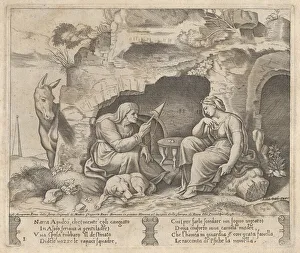 Tafel 1 : Apuleius wurde zu einem Esel verwandelt und hörte der Geschichte erzählt von der alten Frau , 1530 - 60 . Schöpfer : Meister des Dieses
