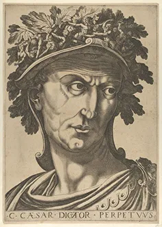 Julius Caesar Portrait Drucke: Plate 1: Julius Caesar looking to the right, from The Twelve Caesars, 1610-40