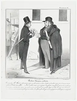 Honore Daumier Art Drucke: Plate 41: Robert Macaire architecte, 1838. Creator: Honore Daumier