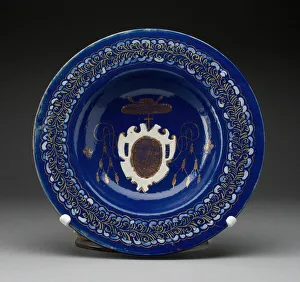Platte mit (effaziertem) Armen eines geistlichen Patrons, Castelli, um 1575/1600