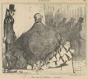 Black And White Fashion Art Drucke: Plus que ca d'ballon... Excusez!... 19th century. Creator: Honore Daumier