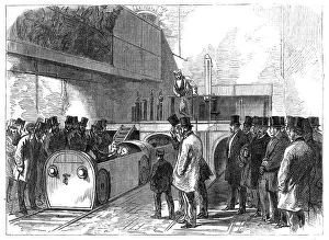 London Underground History Drucke: The Pneumatic Despatch Tube: the Holborn end of the Tube on the opening day