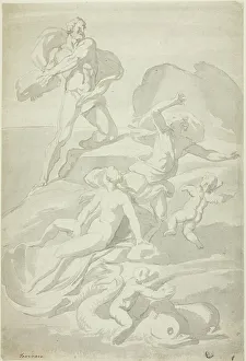 Greek Mythological Creatures Drucke: Polyphemus Throwing Boulder at Acis