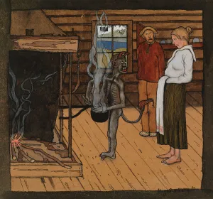 Der Arme Teufel am Feuer; Der Teufel im Topf, 1897. Erfinder: Hugo Simberg
