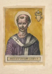 Hand Coloured Engravings Drucke: Pope Anicetus. Creator: Unknown