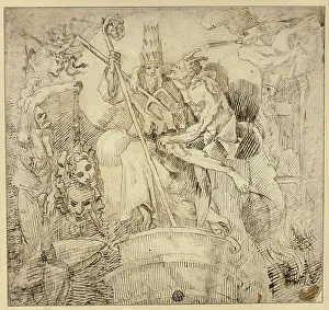 Catholic Religious Imagery Drucke: Pope Embraced by Devil, n.d. Creator: Unknown