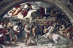 Drucke von Der Papst Leopold I., Widerstand gegen Attila,(Detail), 1511–14. Vatikanische Museen und Galerien,Vatikanstadt,Römisch-Katholische Kirche Italien Raphael Drucke: Der Papst Leon I., Widerstand gegen Atilla, (Detail), 1511-14. Künstler: Raffael