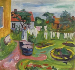 Drucke von Kleidung auf einer Leine in Asgardstrand, 1902. Privatbesitz Edvard Munch Drucke: Kleidung an der Leine in Asgardstrand, 1902. Künstler: Munch, Edvard (1863-1944)