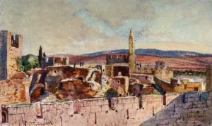 Israeli Landmarks Drucke: Portion of the Citadel of Jerusalem, 1902. Creator: John Fulleylove