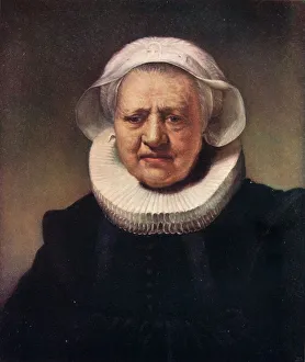 Drucke von Porträt der Aechje Claesdr aus dem Jahr 1634. Dieses Porträts wird manchmal auch als Porträt einer alten Dame bezeichnet. Aechje Claesdr war die Witwe des Rotterdamer Bierbrauers Jan Dammaszn Rembrandt Drucke: Porträt von Aechje Claesdr., 1634. Künstler: Rembrandt Harmensz van Rijn