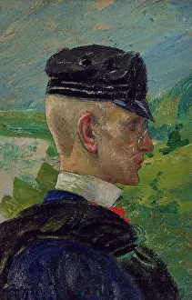 Oil On Canvas Portrait Study Drucke: Portrait of a Boy. Study for Morning Prayers. Creator: Carl Larsson