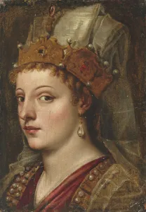 Drucke von Porträt von Caterina Cornaro (1454-1510). Privatsammlung Tizian Drucke: Bildnis von Caterina Cornaro (1454-1510). Künstler: Titian, (Schule)