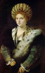 Drucke von Porträt von Isabella d'Este, um 1535 gefunden im Bestand des Kunstmuseums der Stadt Wien Tizian Drucke: Porträt von Isabella d'Este, um 1535