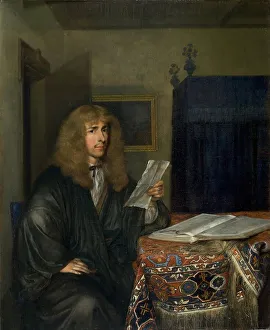 Seated Male Figure Drucke: Portrait of a Man reading a Document, 1675. Creator: Gerard Terborch II