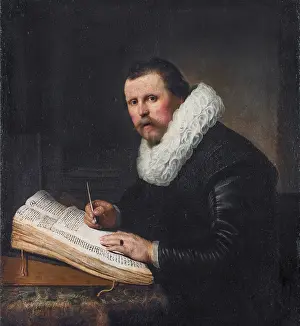 Drucke von Portrait eines Mannes an einem Schreibtisch, möglicherweise Jacob Bruyningh, 1631 Rembrandt Drucke: Portrait eines Mannes an einem Schreibtisch